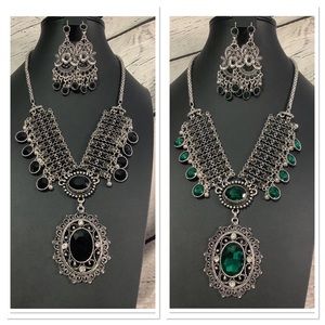 Antique Silver Statement Jewelry Set